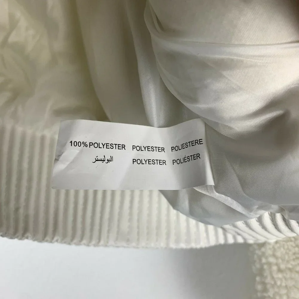 NWT Nasty Gal L Ivory Teddy Bear Fuzzy Faux Fur Cropped Bomber Jacket Coat - Picture 4 of 5